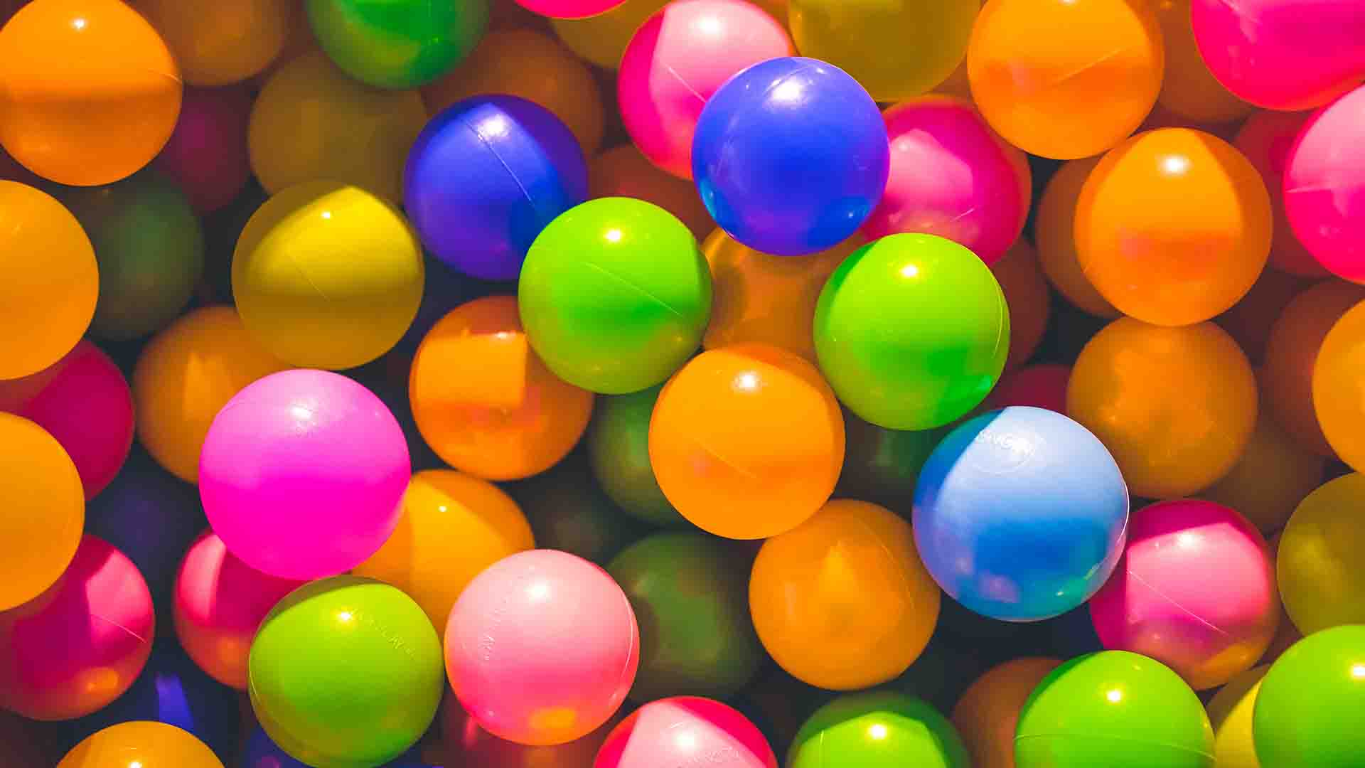 Different colored plastic balls