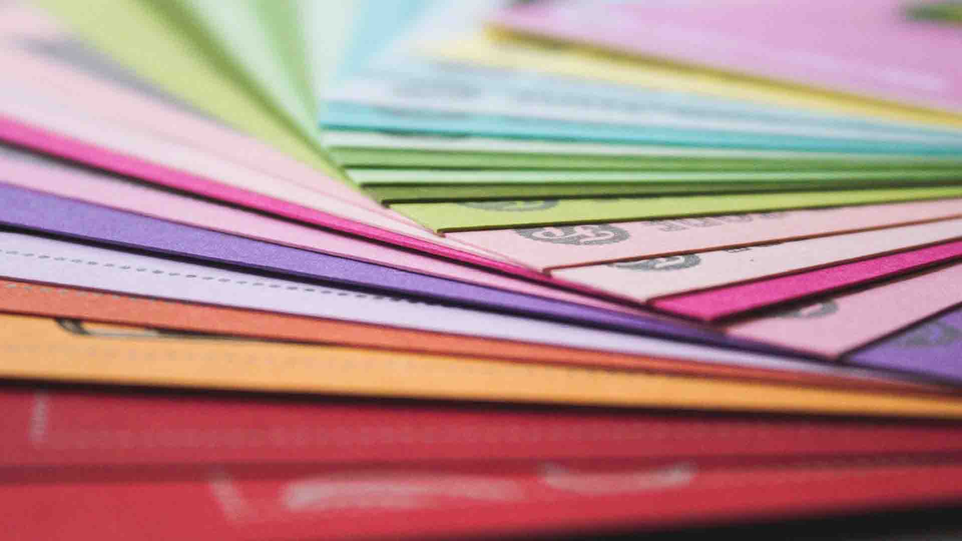 Stacked of colored paper