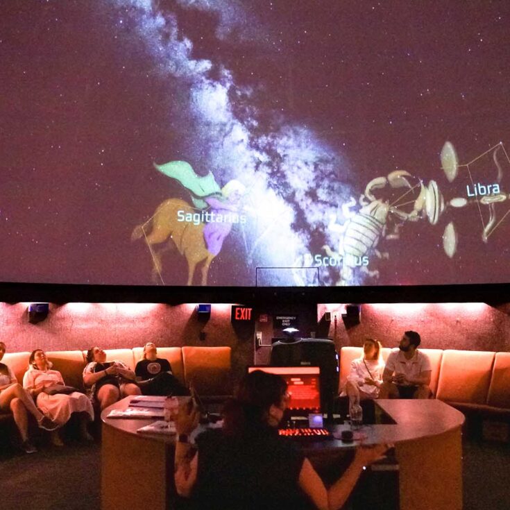 Guests attend a planetarium show