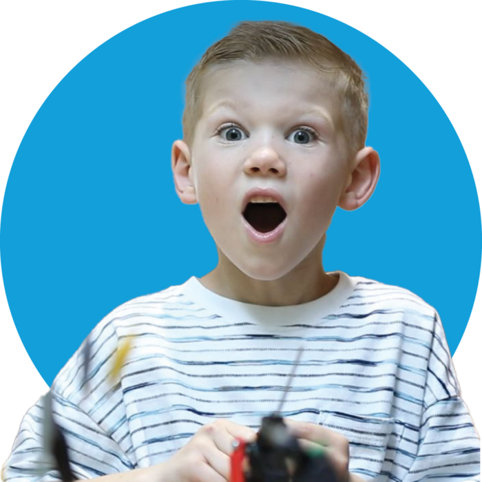 Little boy excited about Tinker Tank Makerspace