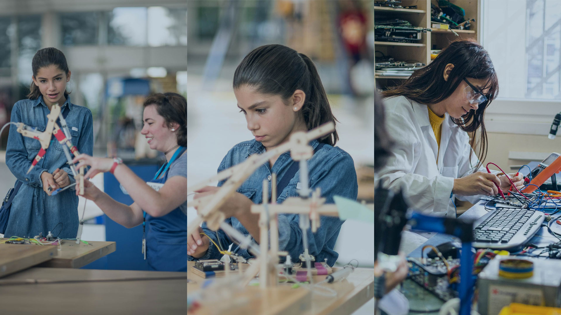 Girl and woman tinkering on a project