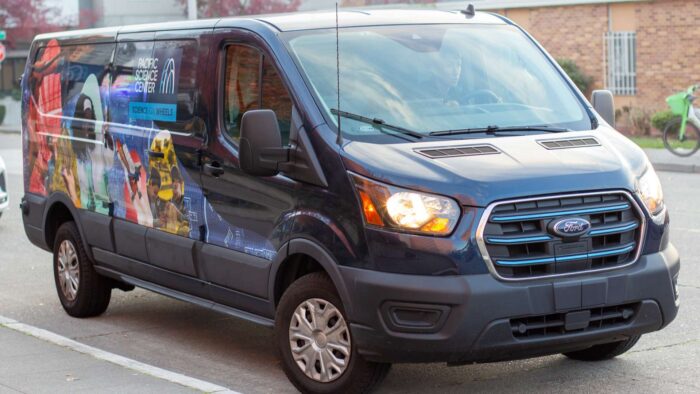 blue science on wheels electric van