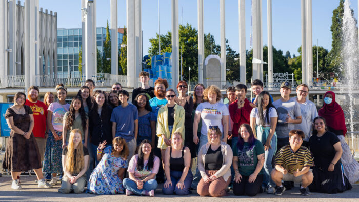 Camp team members at Pacific Science Center courtyard