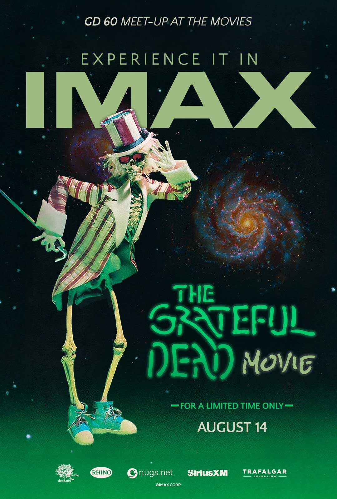 The Grateful Dead Movie poster with a skeleton