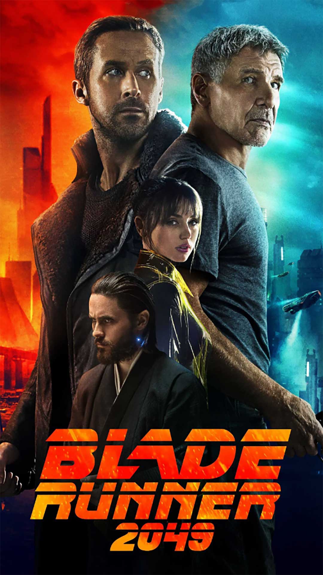 Blade Runner 2049 poster with Ryan Gosling, Harrison Ford, Ana de Armas and Jared Leto