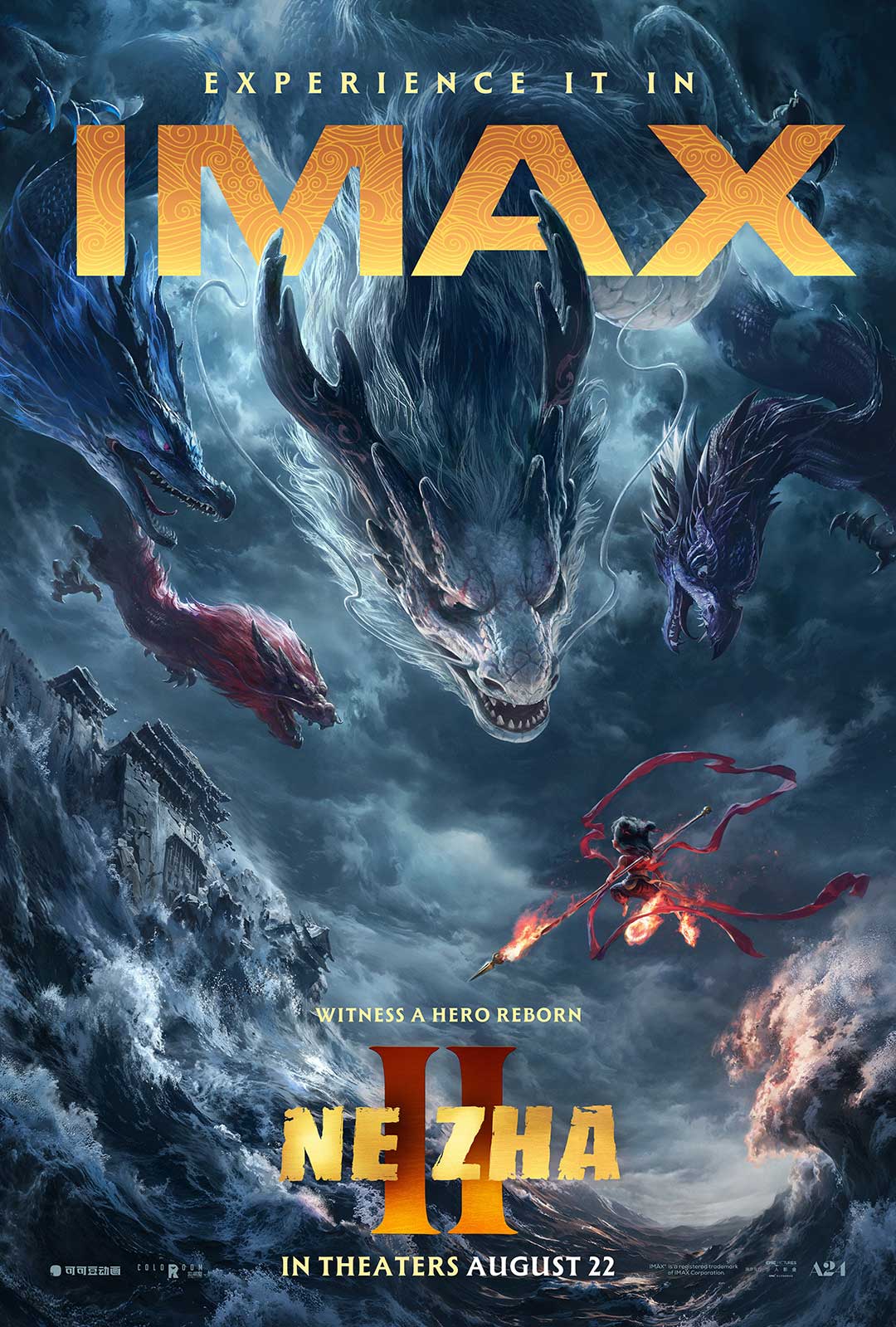four dragons roaring to Ne Zha