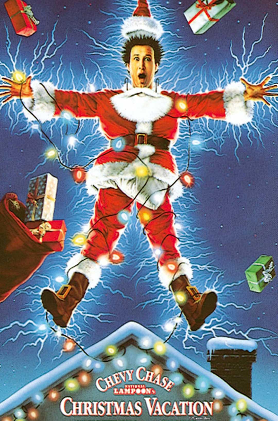 Chevy Chase on the poster for Christmas Vacation