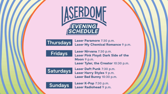 Laser Dome April Evening Schedule