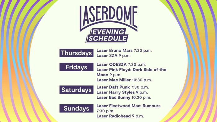 Laser Dome June evening schedule