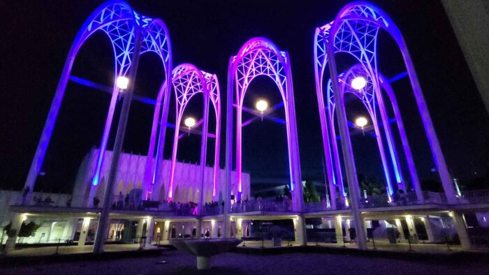 Arches at Pacific Science Center in purple