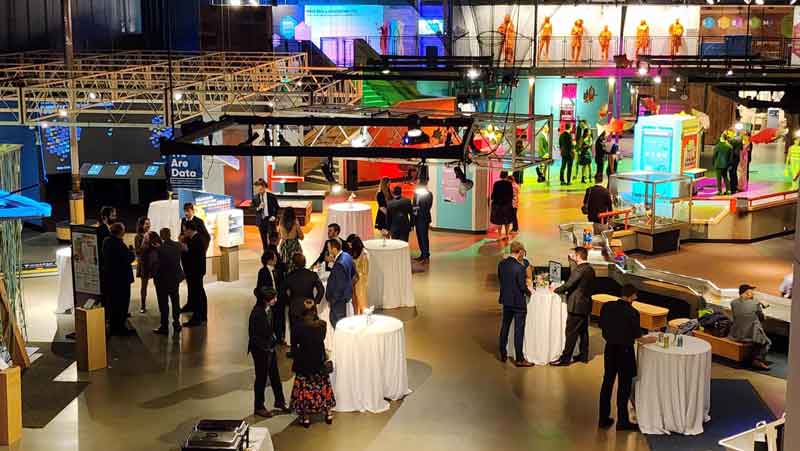 Exhibit hall with tables