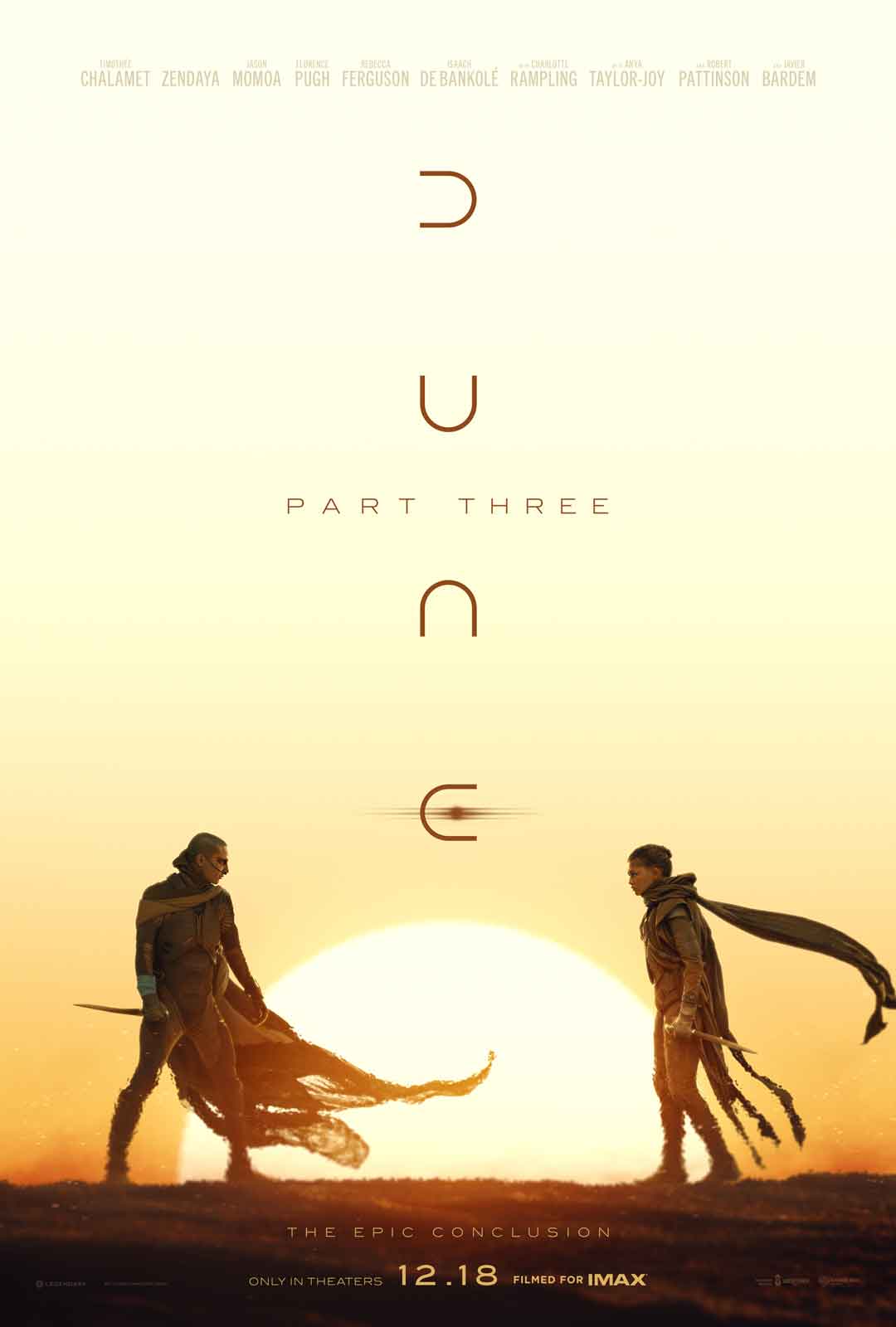 Timothee Chalamet and Zendaya on the poster for Dune: Part Three