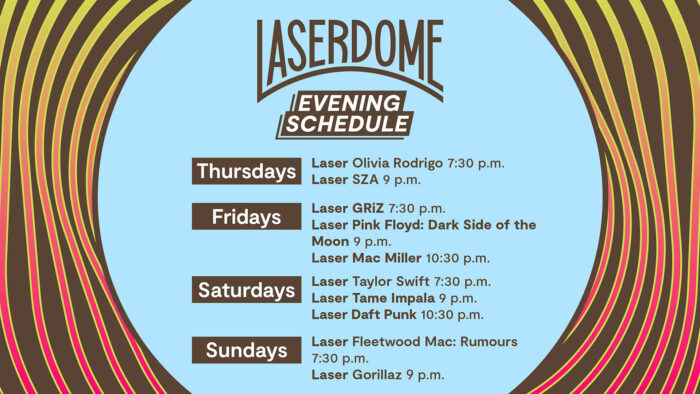 Laser Dome September evening schedule